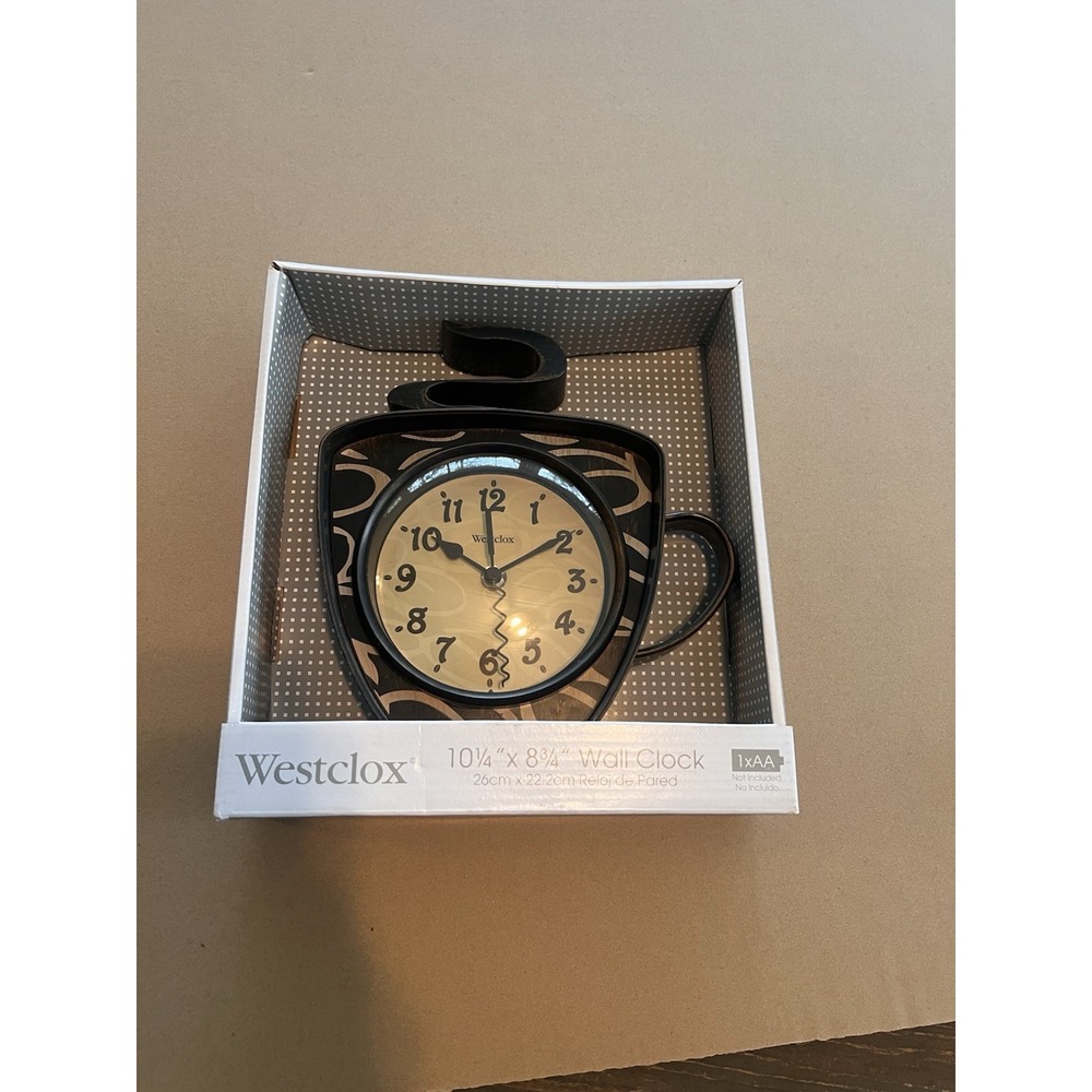 Coffee Clock Brand New In Box Westclox Brand 10 1/4 x 8 3/4